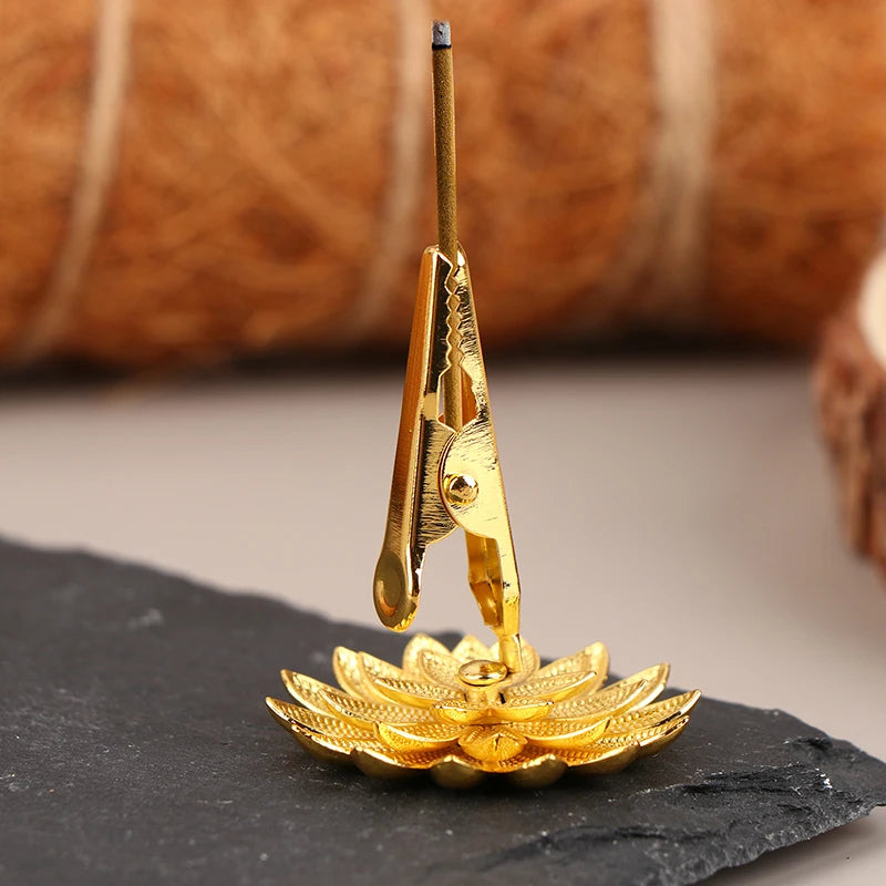 Copper Incense Holder Mini Lotus Flower Incense Sticks Burner Cones Censer Teahouse Sandalwood Coil Base Home Decor