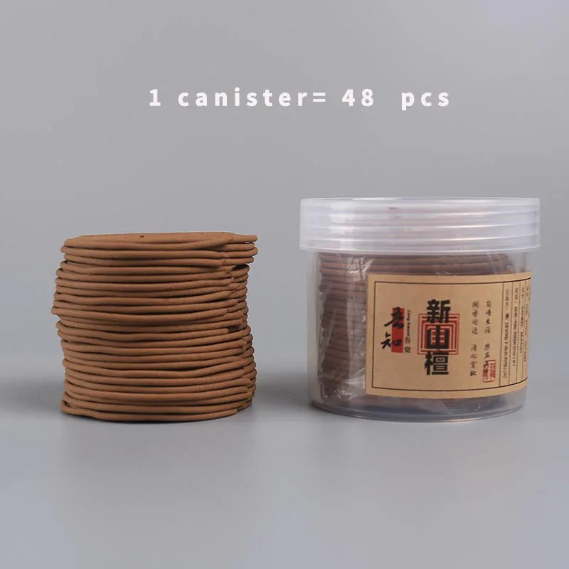 48pcs/box Natural Coil Incense Aromatherapy Fragrance Indoors Indian Buddhist Sandalwood Incense Without Censer