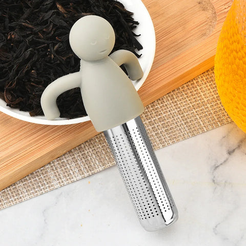 Stainless Steel Teapot for Tea Filter Glass Humanoid Creativity Infuser Strainer Sieve Supplies Teaware Kitchen Dining Bar Home