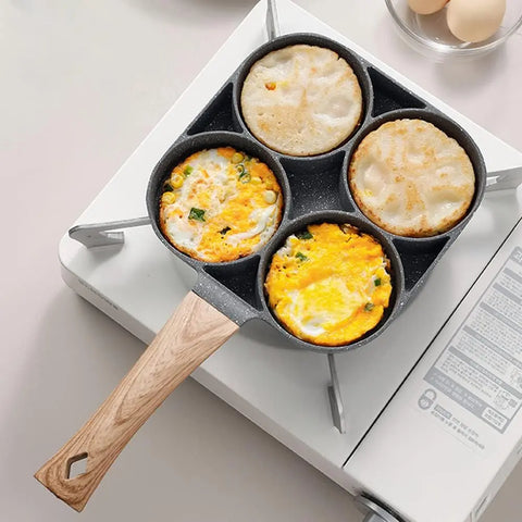 Egg Frying Pan Nonstick Pancake Pans 4-Hole Cookware Pancake Pan Egg Burger Ham Pan Suitable for Gas Stove Induction Cooker