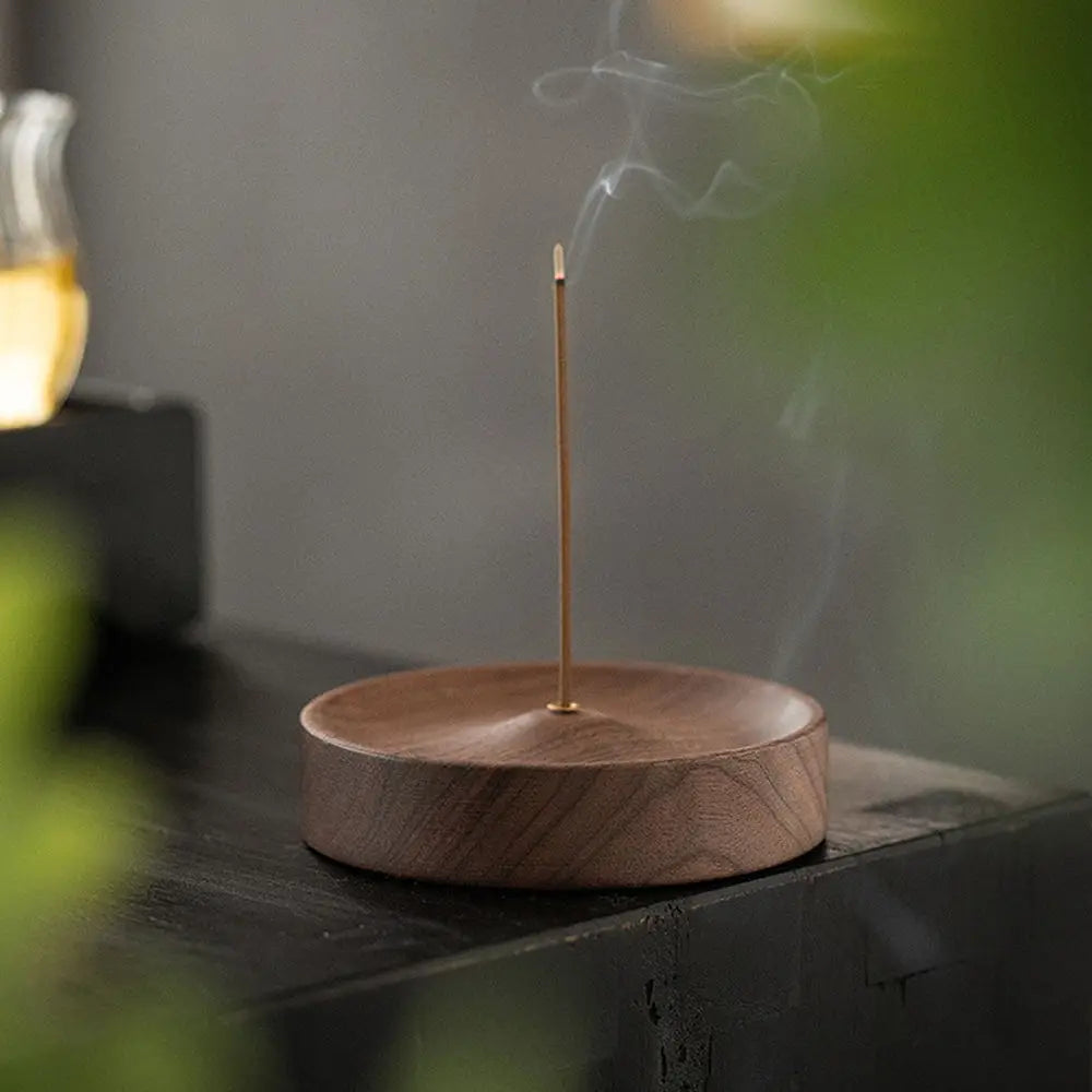 1 Pc Portable Wood Round Incense Censer Stick Holder Burner Stand Mini Incense Holde Multifunction Teahouse Accessory Home Decor