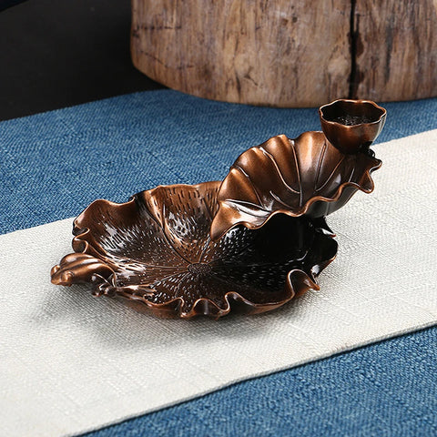 Hot sale 1PC Alloy Incense Burner Stick Holder Plate Buddhism Lotus Censer Bronze Nasturtium Incense Burner 2 Styles