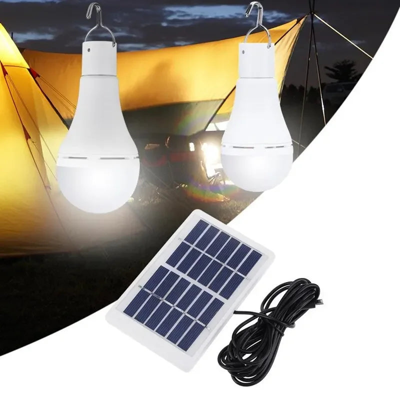 LED Solar Lamp Bulb Outdoor LED Light Bulb 6000K Waterproof Portable Solar Garden Hanging Light Hiking Fishing Emergency Lights