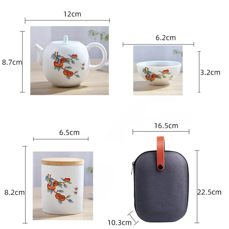 Ceramic Chinese Enamel Color Tea Cup Creative Portable Travel Tea Set With Box Office Teapot Sealed Canister Drinkware Gift