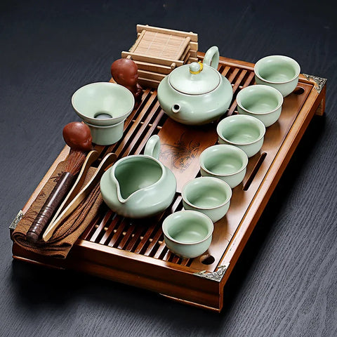 Purple Clay Chinese Tea Cup Set Porcelain Vintage Simple Kung Fu Luxury Tea Set Strainer Juego De Te Household Products DG50TS