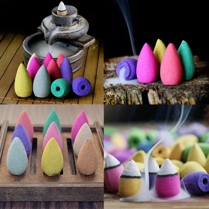 Mixed Waterfall Smoke Backflow Natural Incense Cone Incense Cone Lavender Multi-scented Suitable for Places Tea Room Yoga Room