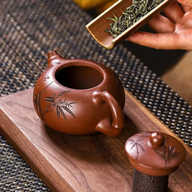 230ml Authentic Yixing Purple Clay Teapot Master Handmade Xishi Kettle Custom Beauty Tea Infuser Chinese Zisha Tea Accessories